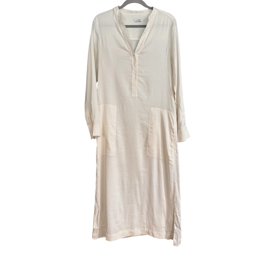 Vince Caftan Maxi Shirt Dress Linen Viscose Blend Beach Cover Up Lagenlook - Picture 5 of 15